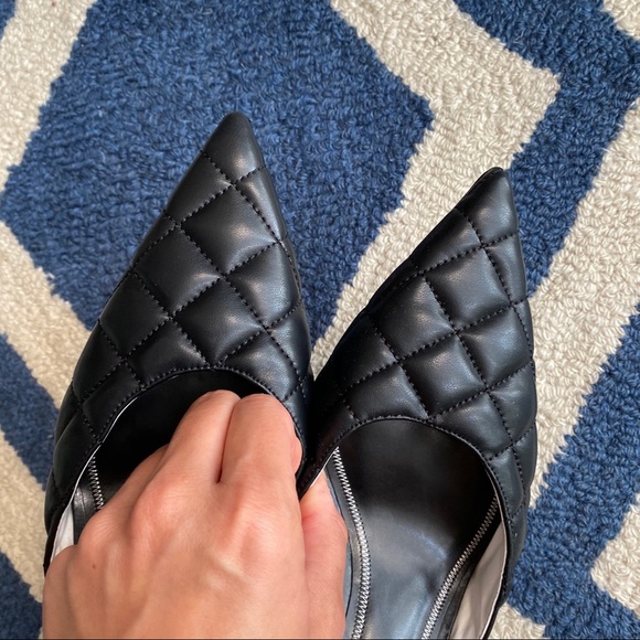🖤 ZARA QUILTED POINTED TOE OPEN HEEL FAUX LEATHER HEELS! - Picture 6 of 11